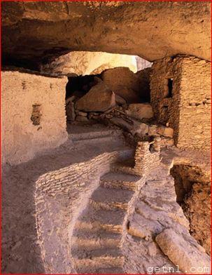 Inside one of the cliff dwellings at Gila National Monument, USA