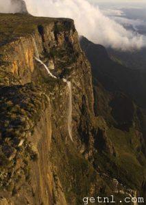 Slender Tugela Falls gracefully bisecting the mountainside, Royal Natal National Park, South Africa