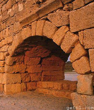 An arch of the Roman aqueduct at Caesarea Maritima, the civilian and military capital of Judaea