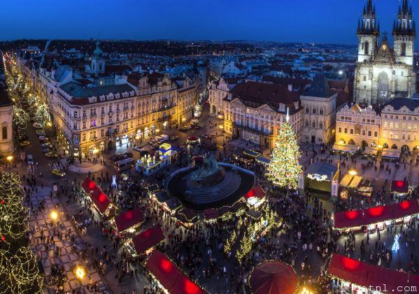 Tourism Christmas market, prague, Czech republic