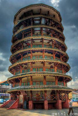 Colorful tower of Teluk Intan, the only tall building in the city and a landmark sight for miles around, Malaysia