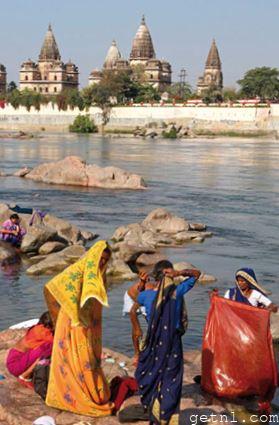 Royal cenotaphs on the banks of the Betwa river, Orchha