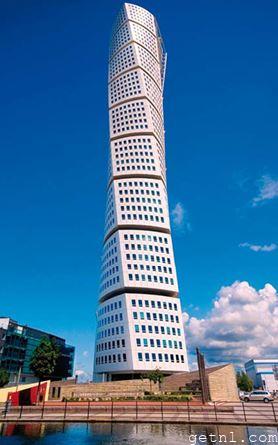 The spectacular Turning Torso in Malmö, Sweden supposedly modeled on a sculpture of a twisting human being