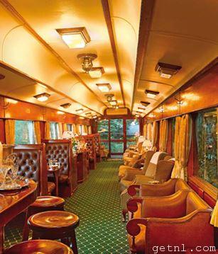 The sumptuous interior of the Observation Car on Rovos Rail’s luxurious Pride of Africa train