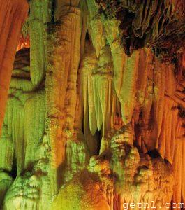 Spectacular stalactites descending in curtains from the cave roof at the Cueva de las Maravillas, Dominican Republic