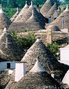 The famous trulli of Alberobello, curious structures with rounded conical roofs found in Puglia